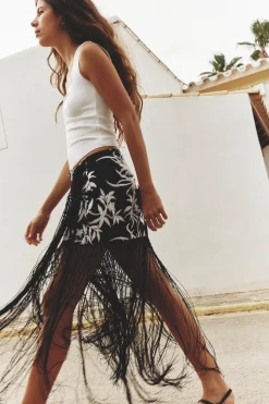 Best FALDA PAREO BORDADOS FLECOS Mujer Faldas / Shorts