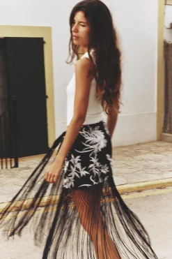 Best FALDA PAREO BORDADOS FLECOS Mujer Faldas / Shorts