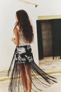 Best FALDA PAREO BORDADOS FLECOS Mujer Faldas / Shorts