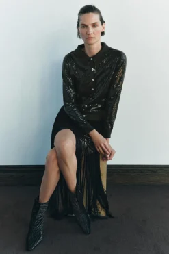 Sale FALDA PUNTO CROCHET FLECOS Mujer Cárdigan / Jerséis|Punto