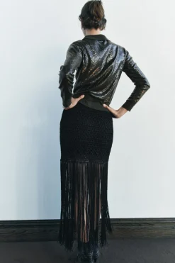 Sale FALDA PUNTO CROCHET FLECOS Mujer Cárdigan / Jerséis|Punto