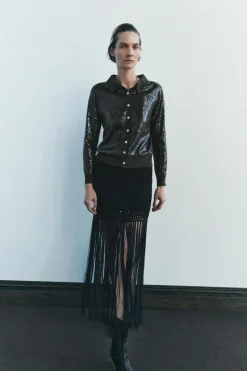 Sale FALDA PUNTO CROCHET FLECOS Mujer Cárdigan / Jerséis|Punto