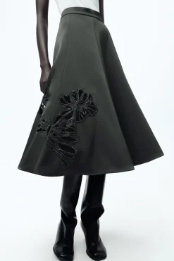 Best FALDA SATINADA BORDADOS ZW COLLECTION Mujer Faldas / Shorts