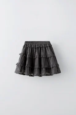 Niños ZARA 6 - 14 Años·Faldas / Bermudas<FALDA VOLANTES ENCAJE