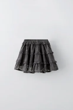 Niños ZARA 6 - 14 Años·Faldas / Bermudas<FALDA VOLANTES ENCAJE