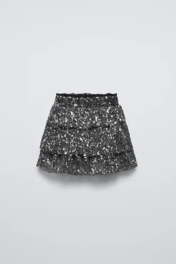 Niños ZARA 6 - 14 Años·Faldas / Bermudas<FALDA VOLANTES LENTEJUELAS