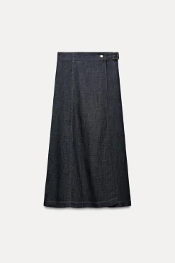 Clearance FALDA Z1975 PAREO DENIM CON LINO Mujer Faldas / Shorts