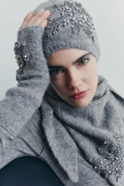 Outlet GORRO BEANIE PUNTO BORDADOS ABALORIOS Mujer Accesorios / Bisuteria