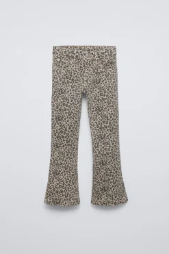 Niños ZARA 6 - 14 Años·Pantalones|6 - 14 Años·Jeans<JEANS FLARE ANIMAL PRINT