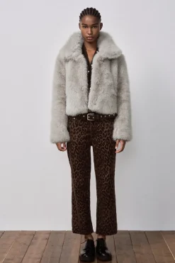 Hot JEANS RECTOS CROP FLOCADOS TIRO MEDIO Mujer Jeans