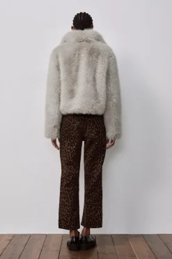 Hot JEANS RECTOS CROP FLOCADOS TIRO MEDIO Mujer Jeans