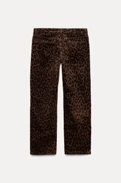 Hot JEANS RECTOS CROP FLOCADOS TIRO MEDIO Mujer Jeans