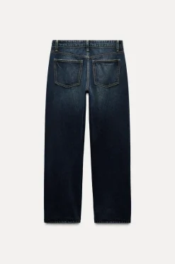 Outlet JEANS RECTOS FLORES SATINADAS TIRO ALTO Mujer Jeans