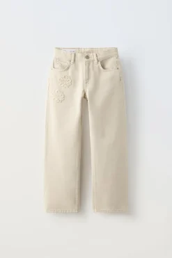 Niños ZARA 6 - 14 Años·Pantalones|6 - 14 Años·Jeans<JEANS STRAIGHT BORDADOS FLORES
