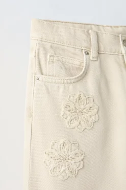 Niños ZARA 6 - 14 Años·Pantalones|6 - 14 Años·Jeans<JEANS STRAIGHT BORDADOS FLORES