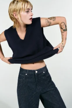 Sale JEANS TRF BAGGY BRILLOS TIRO ALTO Mujer Jeans