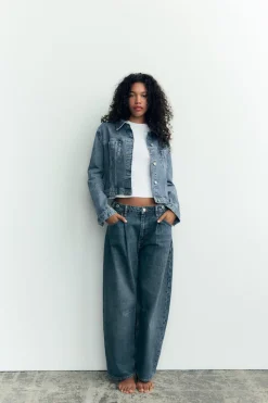 Fashion JEANS TRF BALLOON CROPPED TIRO MEDIO Mujer Jeans