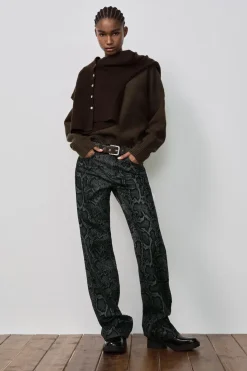 Discount JEANS TRF ESTAMPADO ANIMAL FLOCADO TIRO MEDIO Mujer Jeans