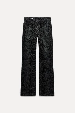 Discount JEANS TRF ESTAMPADO ANIMAL FLOCADO TIRO MEDIO Mujer Jeans