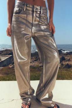 Online JEANS TRF LOOSE FOIL TIRO MEDIO Mujer Jeans