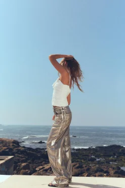 Online JEANS TRF LOOSE FOIL TIRO MEDIO Mujer Jeans