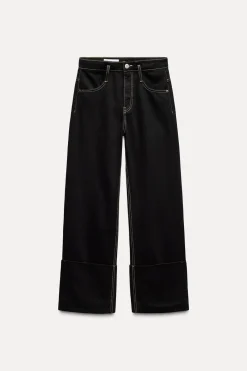 Best JEANS TRF PESPUNTES BAJO VUELTA TIRO ALTO Mujer Jeans