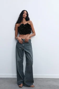 Hot JEANS TRF RELAXED BRILLOS TIRO MEDIO Mujer Jeans