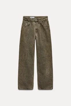 Hot JEANS TRF RELAXED OVERSIZE TAPERED ESTAMPADO ANIMAL TIRO ALTO Mujer Jeans