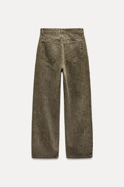 Hot JEANS TRF RELAXED OVERSIZE TAPERED ESTAMPADO ANIMAL TIRO ALTO Mujer Jeans