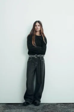 Sale JEANS TRF RELAXED PINZAS TIRO ALTO Mujer Jeans