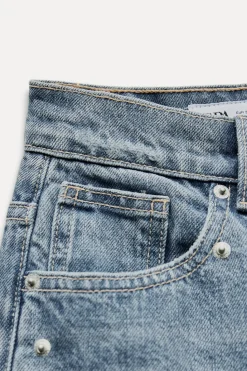 New JEANS TRF RELAXED TIRO MEDIO REMACHES Mujer Jeans