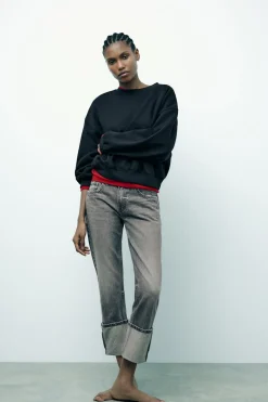 Outlet JEANS TRF STOVE PIPE FOLDED TIRO ALTO Mujer Jeans