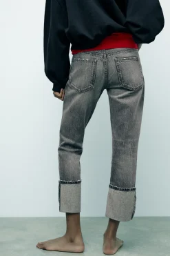 Outlet JEANS TRF STOVE PIPE FOLDED TIRO ALTO Mujer Jeans