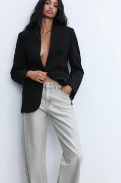 New JEANS TRF WIDE LEG BRILLOS TIRO MEDIO Mujer Jeans