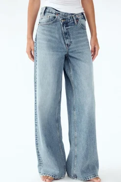 Sale JEANS TRF WIDE LEG CINTURILLA CRUZADA TIRO ALTO Mujer Jeans