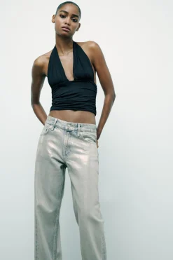 Outlet JEANS TRF WIDE LEG FOIL TIRO MEDIO Mujer Jeans