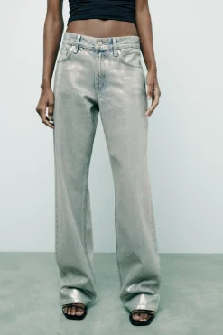 Outlet JEANS TRF WIDE LEG FOIL TIRO MEDIO Mujer Jeans