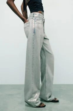 Outlet JEANS TRF WIDE LEG FOIL TIRO MEDIO Mujer Jeans