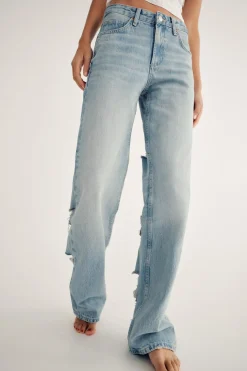 Online JEANS TRF WIDE LEG ROTOS TIRO MEDIO Mujer Jeans