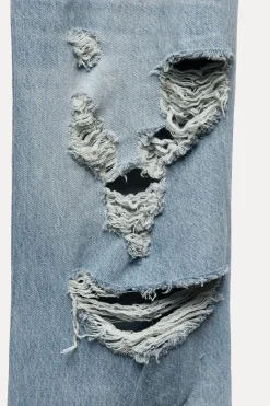 Online JEANS TRF WIDE LEG ROTOS TIRO MEDIO Mujer Jeans