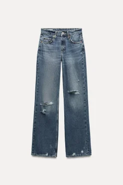 Outlet JEANS TRF WIDE LEG ROTOS TIRO MEDIO Mujer Jeans