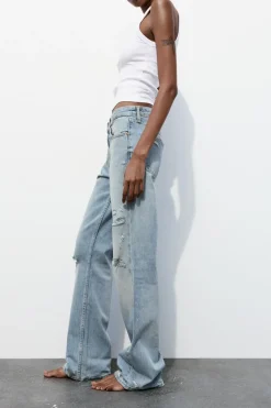 Best JEANS TRF WIDE LEG ROTOS TIRO MEDIO Mujer Jeans