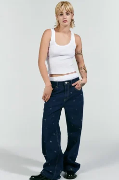 Best JEANS TRF WIDE LEG STRASS CORAZONES TIRO MEDIO Mujer Jeans