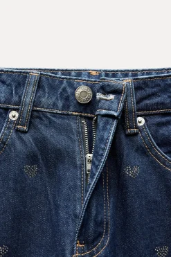 Best JEANS TRF WIDE LEG STRASS CORAZONES TIRO MEDIO Mujer Jeans