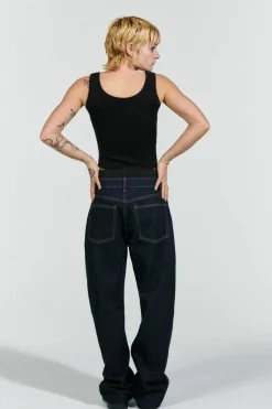 New JEANS TRF WIDE LEG STRASS TIRO MEDIO Mujer Jeans