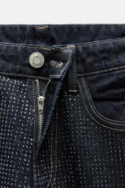 New JEANS TRF WIDE LEG STRASS TIRO MEDIO Mujer Jeans