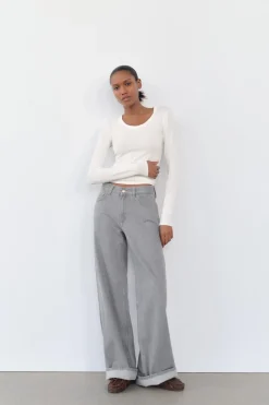 Discount JEANS TRF WIDE LEG TIRO ALTO TRABILA Mujer Jeans