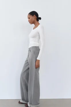 Discount JEANS TRF WIDE LEG TIRO ALTO TRABILLA Mujer Jeans