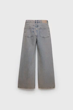Niños ZARA Z3D +14 Años·Partes De Abajo<JEANS WIDE LEG EFECTO DESTEÑIDO