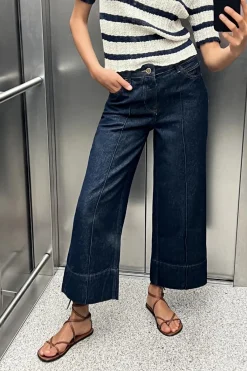 Hot JEANS Z1975 WIDE LEG CROPPED TIRO ALTO NERVIO FRONTAL Mujer Jeans